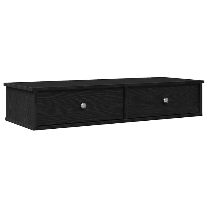 Wall Shelf with Drawers Black 100x37.5x19 cm Engineered Wood