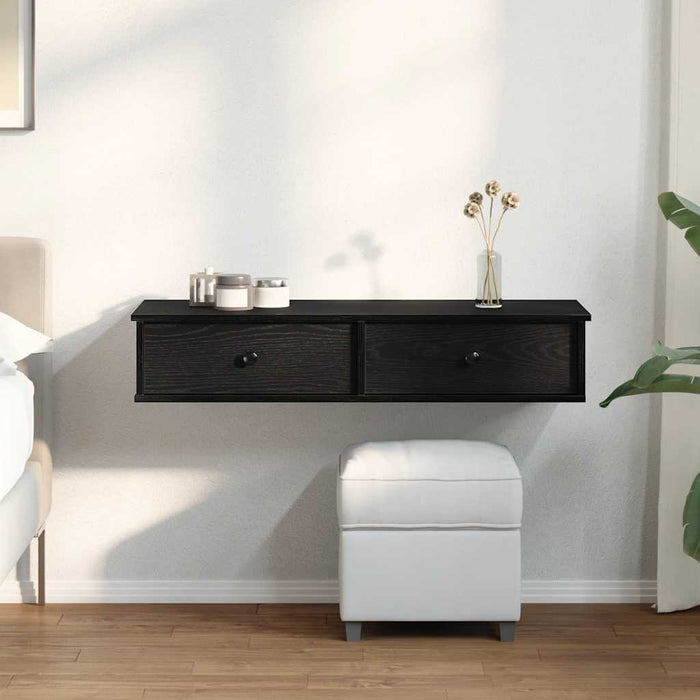 Wall Shelf with Drawers Black 100x37.5x19 cm Engineered Wood