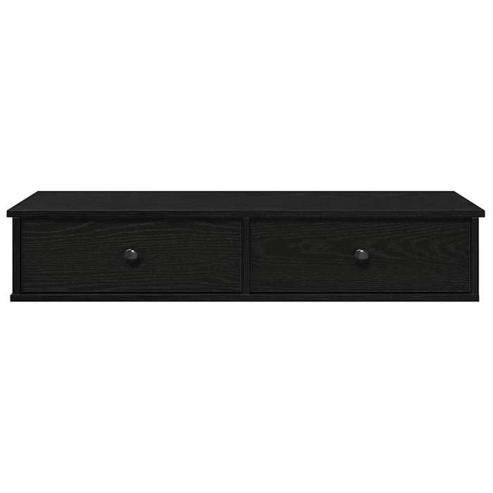 Wall Shelf with Drawers Black 100x37.5x19 cm Engineered Wood