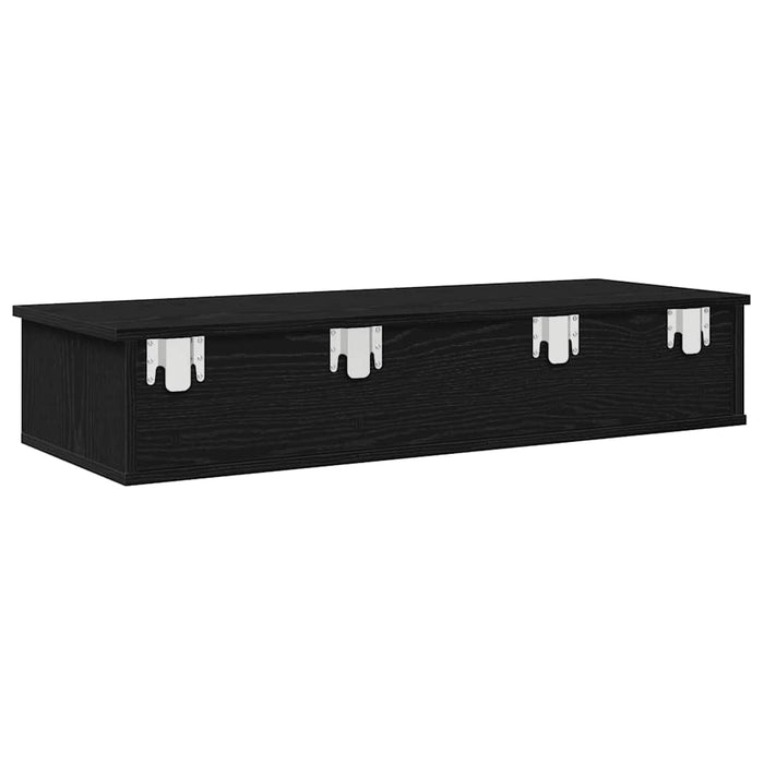 Wall Shelf with Drawers Black 100x37.5x19 cm Engineered Wood