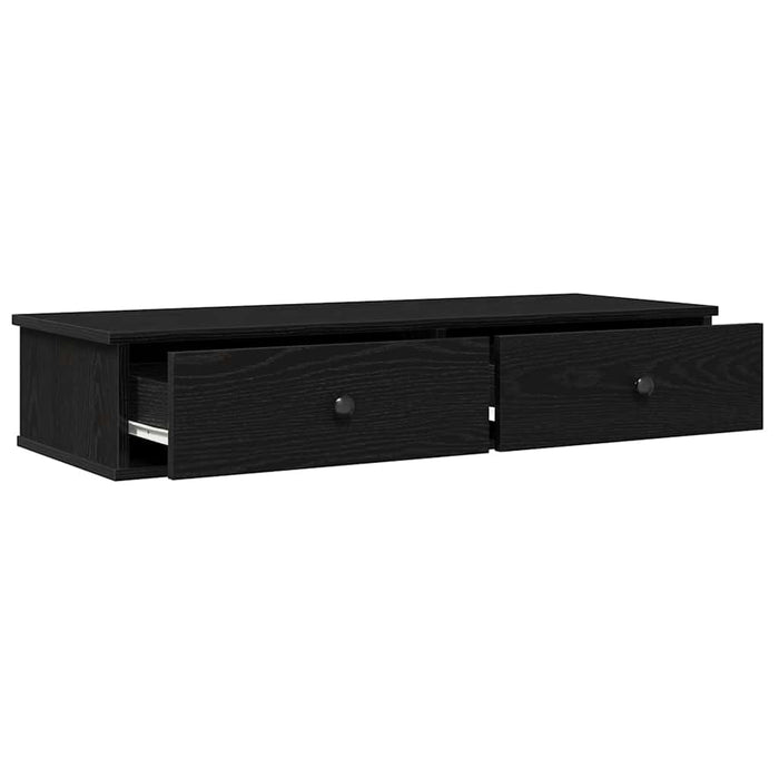 Wall Shelf with Drawers Black 100x37.5x19 cm Engineered Wood