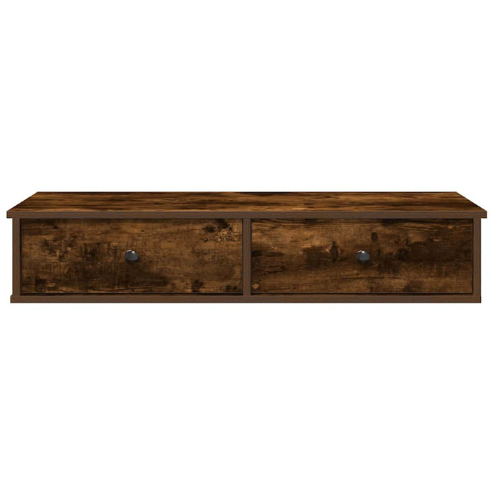 Wall Shelf with Drawers Smoked Oak 100x37.5x19 cm Engineered Wood