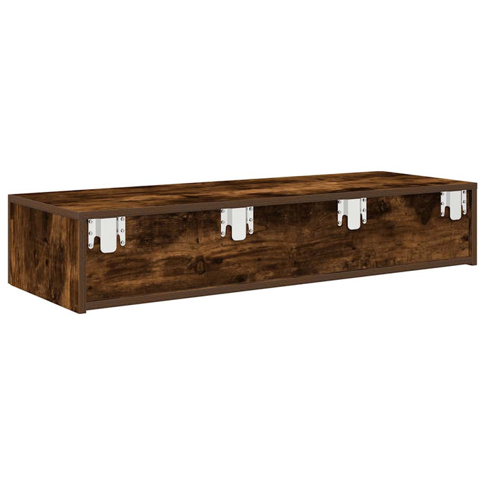 Wall Shelf with Drawers Smoked Oak 100x36x19 cm Engineered Wood