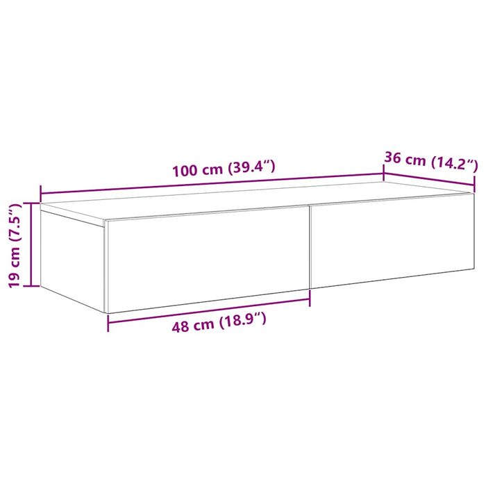 Wall Shelf with Drawers Smoked Oak 100x36x19 cm Engineered Wood