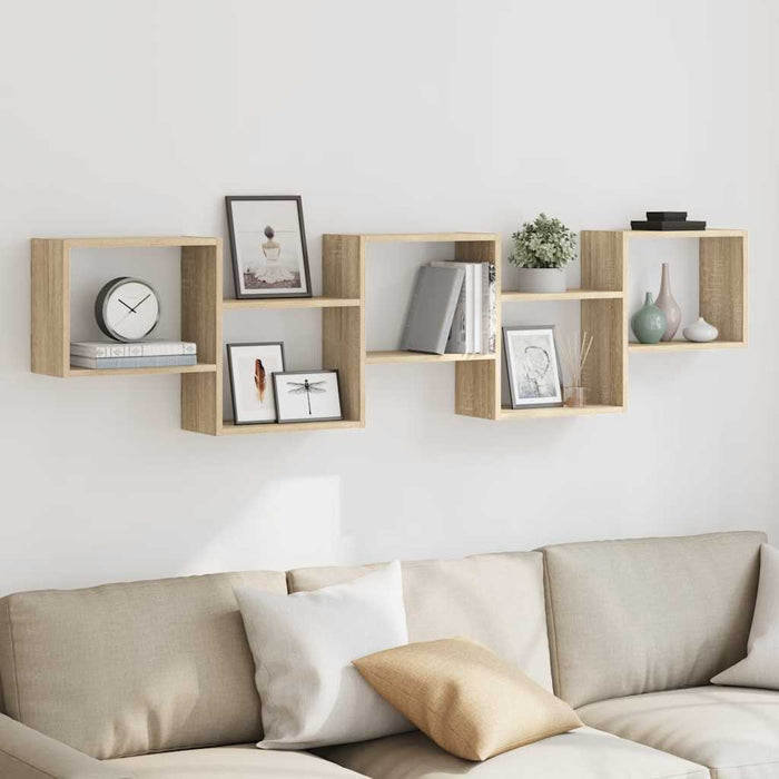 Wall Cube Shelf 5 Compartments Sonoma Oak Engineered Wood