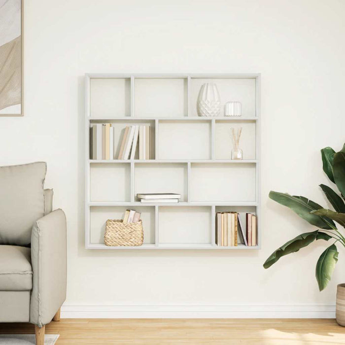 Wall Cube Shelf 12 Compartments White Engineered Wood