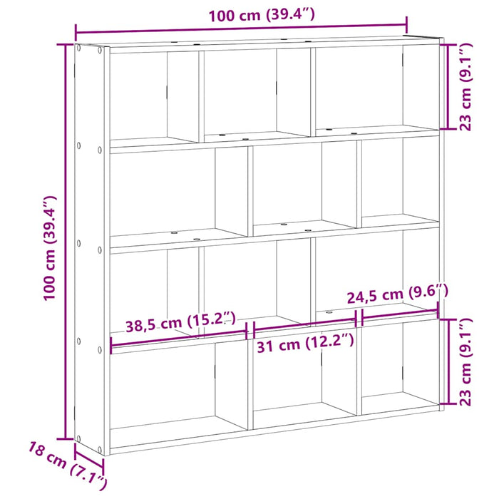 Wall Cube Shelf 12 Compartments White Engineered Wood