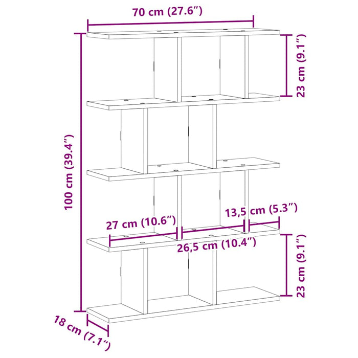 Настенная полка-куб, 12 отделений, серая, Sonoma Engineered Wood