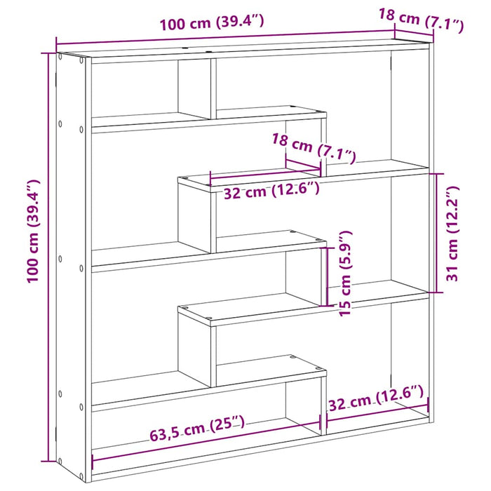 Wall Cube Shelf 7 Compartments Sonoma Oak Engineered Wood