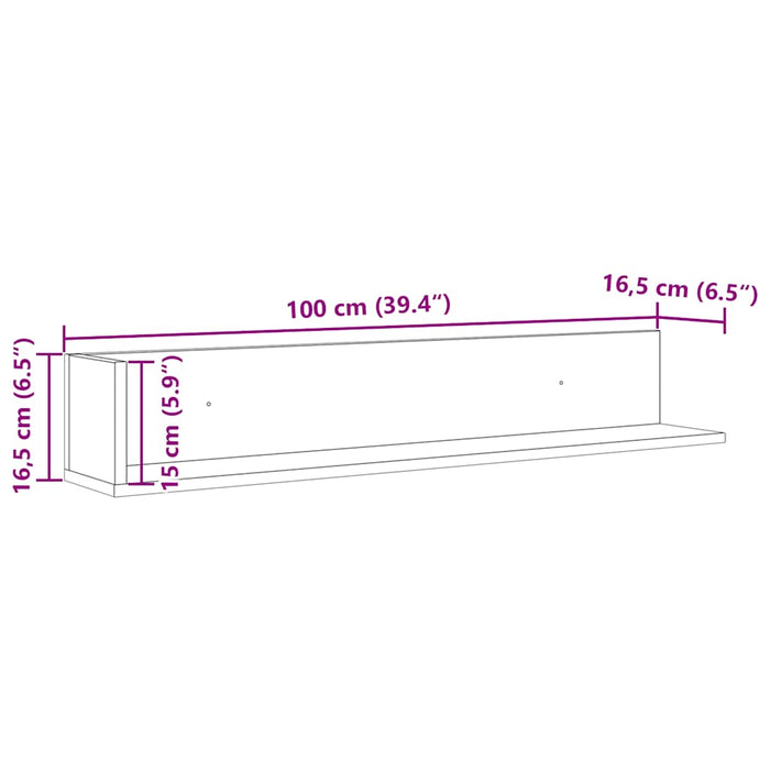 Стенни рафтове 2 бр дъб сонома 100x16,5x16,5 см инженерно дърво