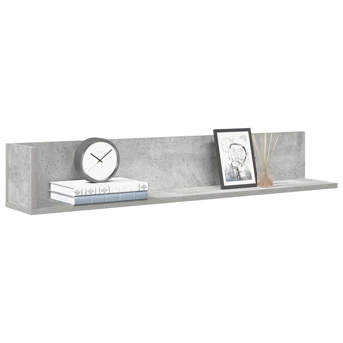 Wall Shelves 2 pcs Concrete Grey 100x16.5x16.5 cm Engineered Wood