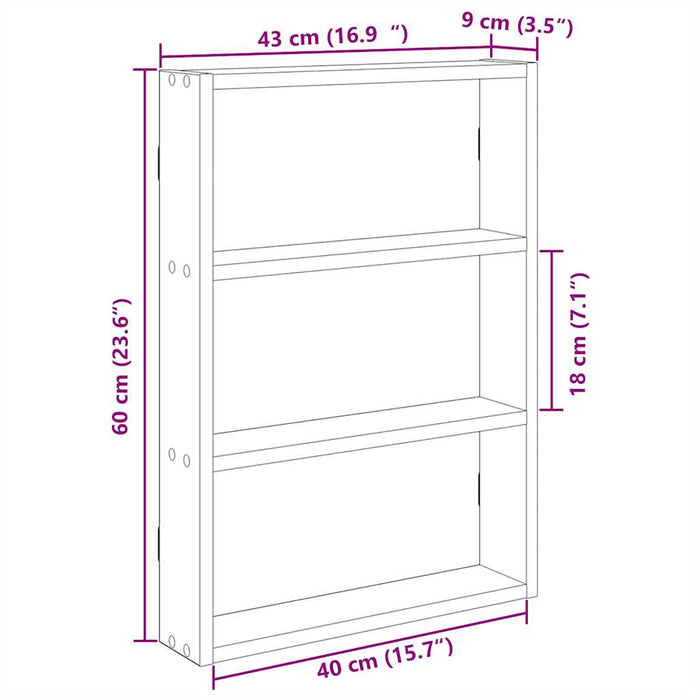 Стенен рафт Опушен дъб 43x9x60 см Инженерно дърво