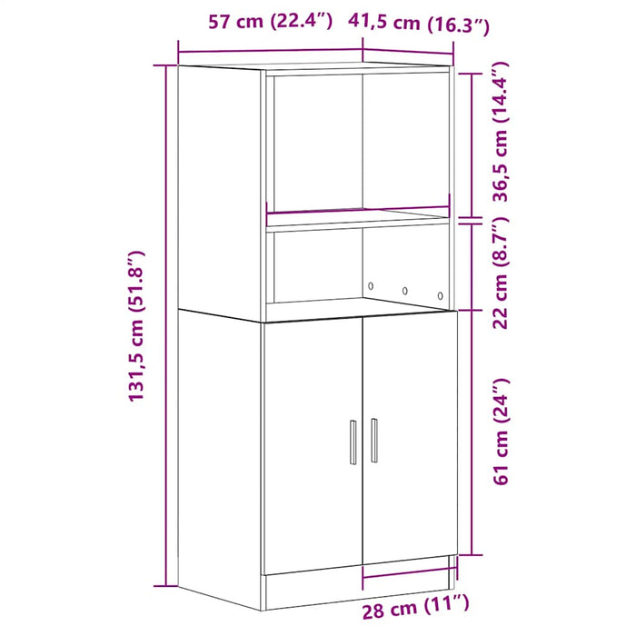 Кухненски шкаф черен 57x41,5x131,5 см инженерно дърво