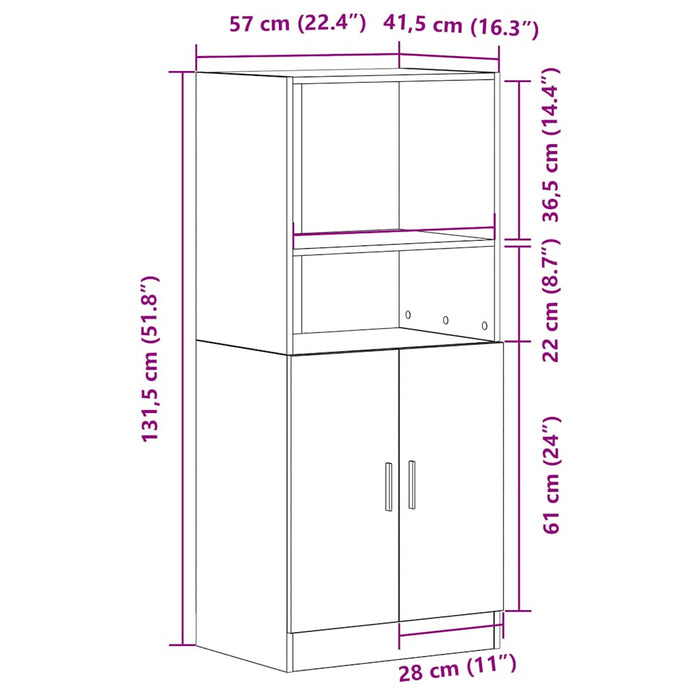 Кухненски шкаф от старо дърво 57x41,5x131,5 см инженерно дърво