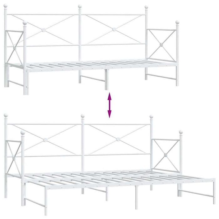 Pat de zi cu șaia fără Saltea Alb 80x200 cm Oțel