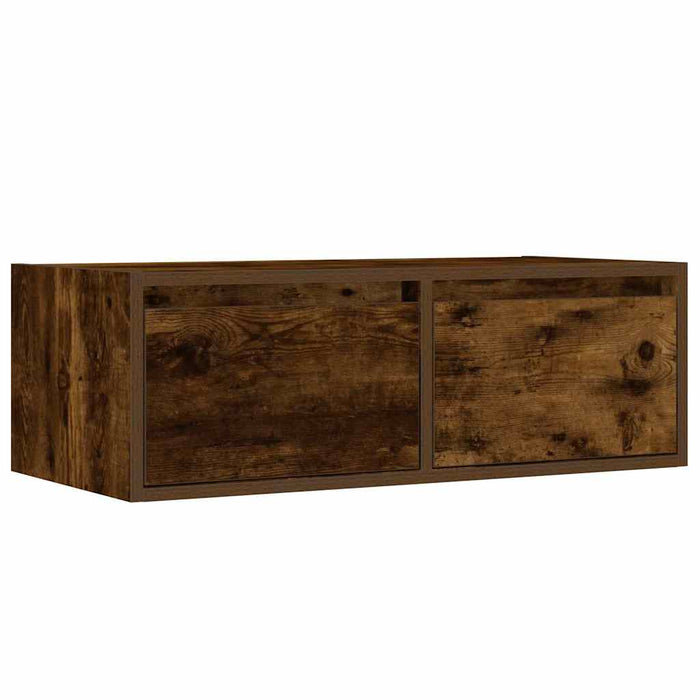 TV Cabinet with LED Lights Smoked Oak 75x35.5x25 cm