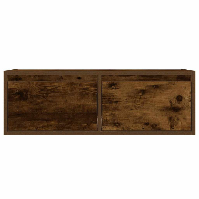 TV Cabinet with LED Lights Smoked Oak 75x35.5x25 cm