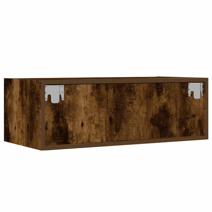 TV Cabinet with LED Lights Smoked Oak 75x35.5x25 cm