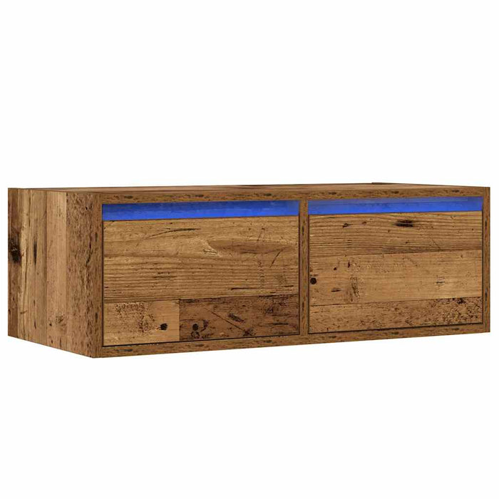 TV Cabinet with LED Lights Old Wood 75x35.5x25 cm