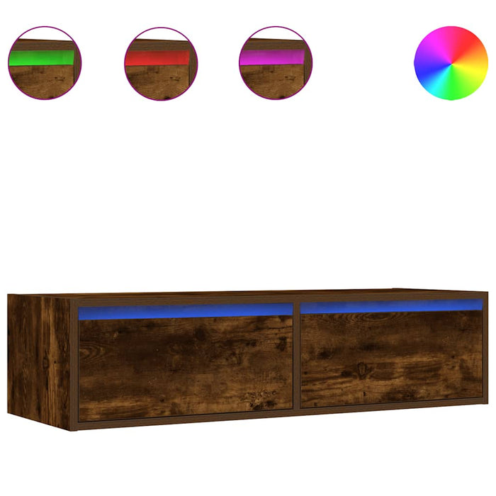 TV Cabinet with LED Lights Smoked Oak 100X35.5x25 cm