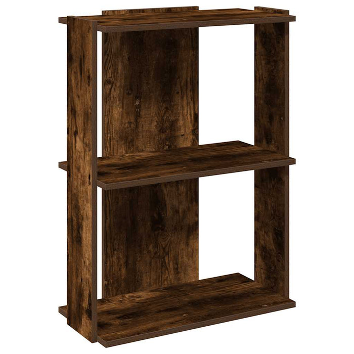 Bookcase 3-Tier Smoked Oak 60x30x80 cm Engineered Wood