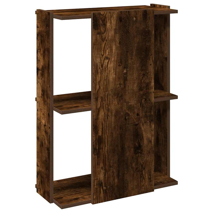 Bookcase 3-Tier Smoked Oak 60x30x80 cm Engineered Wood