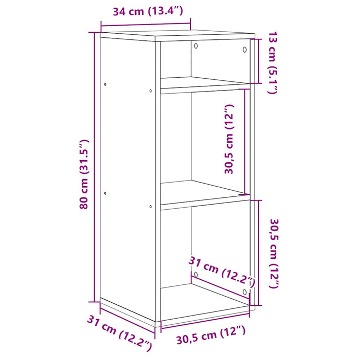 Book Cabinet Old Wood 34x31x80 cm Engineered Wood