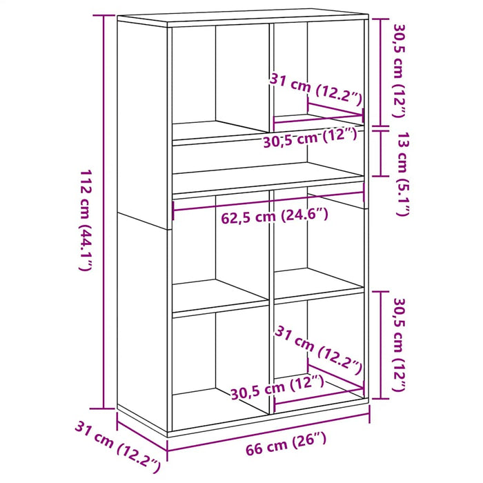 Dulap cu carte Gri Sonoma 66x31x112 cm Lemn prelucrat