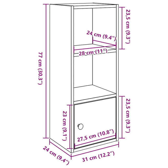 Bibliotecă Beton Gri 31x24x77 cm Lemn de inginerie