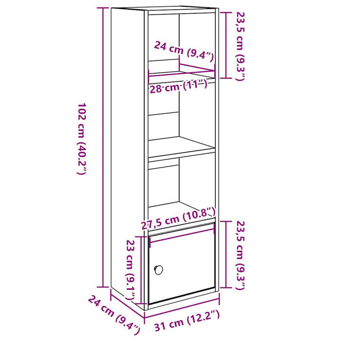 Bibliotecă Beton Gri 31x24x102 cm Lemn de inginerie