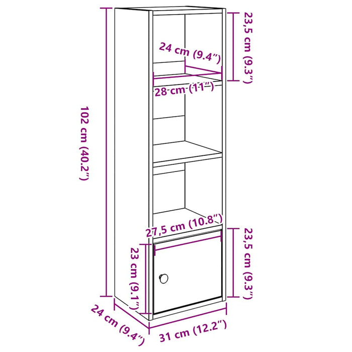 Bookcase Brown Oak 31x24x102 cm Engineered Wood