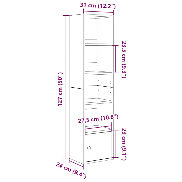 Bibliotecă Stejar Afumat 31x24x127 cm Lemn Tehnic