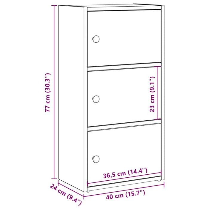 Bookcase Black Oak 40x24x77 cm Engineered Wood