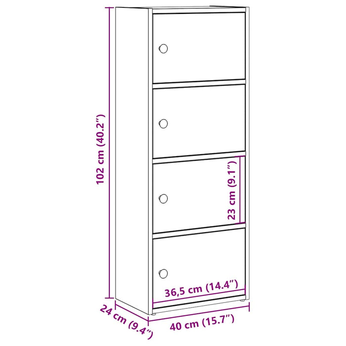 Bibliotecă Albă 40x24x102 cm Lemn de inginerie