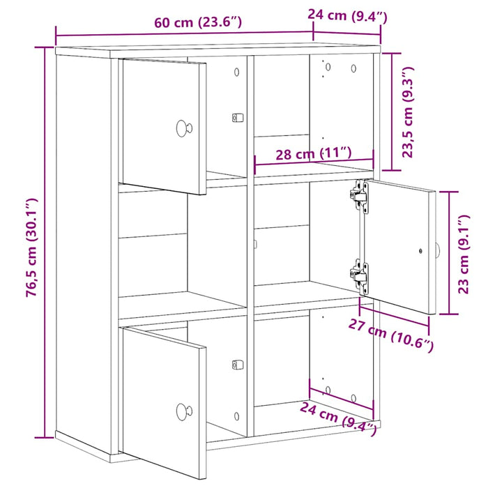 Bibliotecă Gri Beton 60x24x76,5 cm Lemn de inginerie