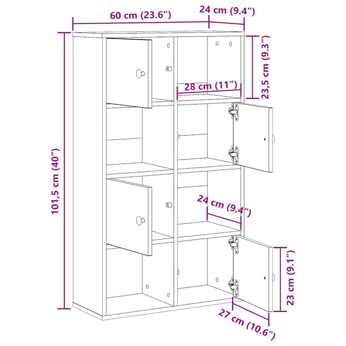 Bibliotecă Beton Gri 60x24x101,5 cm Lemn de inginerie