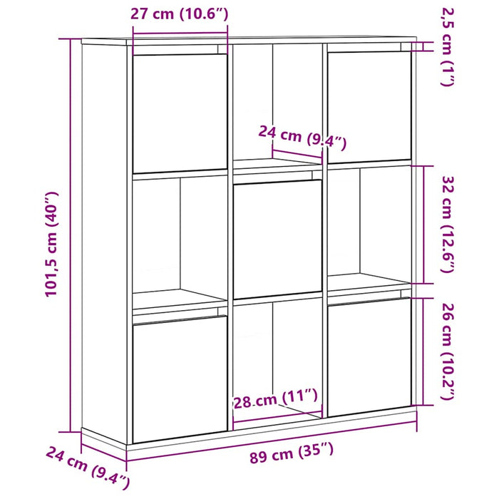 Етажерка за книги Grey Sonoma 89x24x101,5 cm Engineered Wood