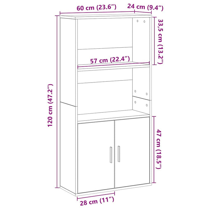 Bibliotecă Gri Beton 60x24x120 cm Lemn de inginerie