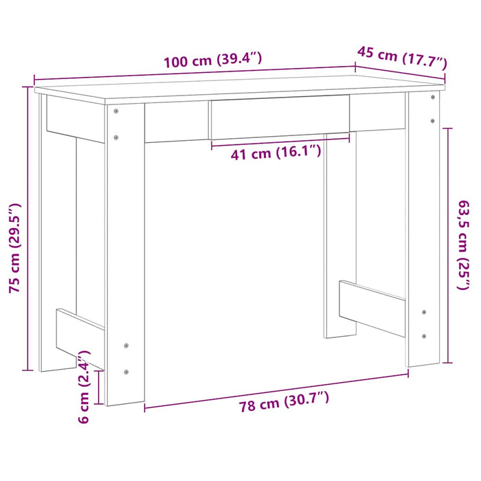 Birou Alb 100x45x75 cm Lemn Tehnic