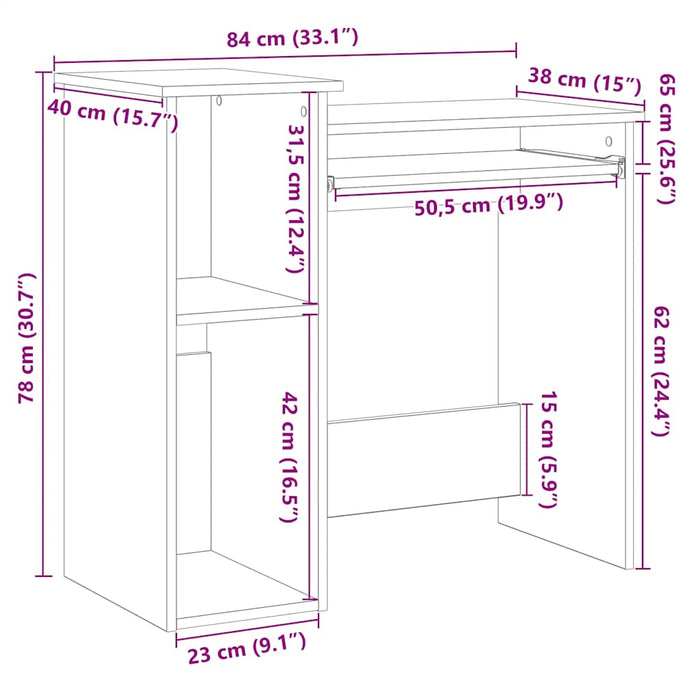 Birou cu Rafturi Negru 84x40x78 cm Lemn de Inginerie