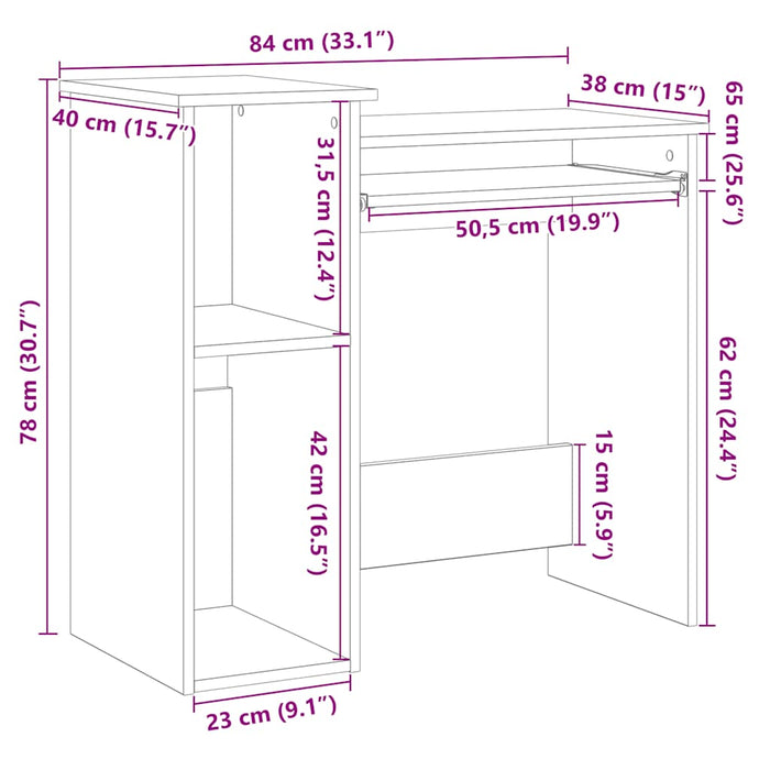 Birou cu Rafturi Lemn Vechi 84x40x78 cm Lemn de Inginerie