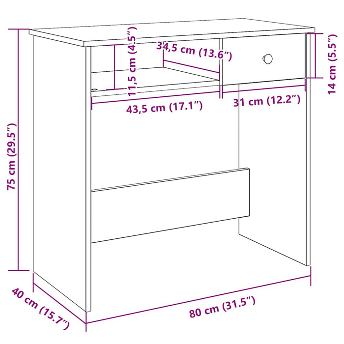 Birou Alb 80x40x75 cm Lemn de Inginerie