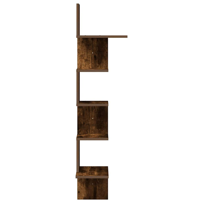 Wall Corner Shelf Smoked Oak 32x32x127,5 cm Engineered Wood