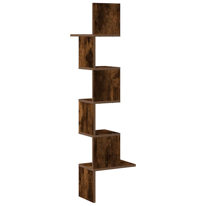 Wall Corner Shelf Smoked Oak 32x32x127,5 cm Engineered Wood