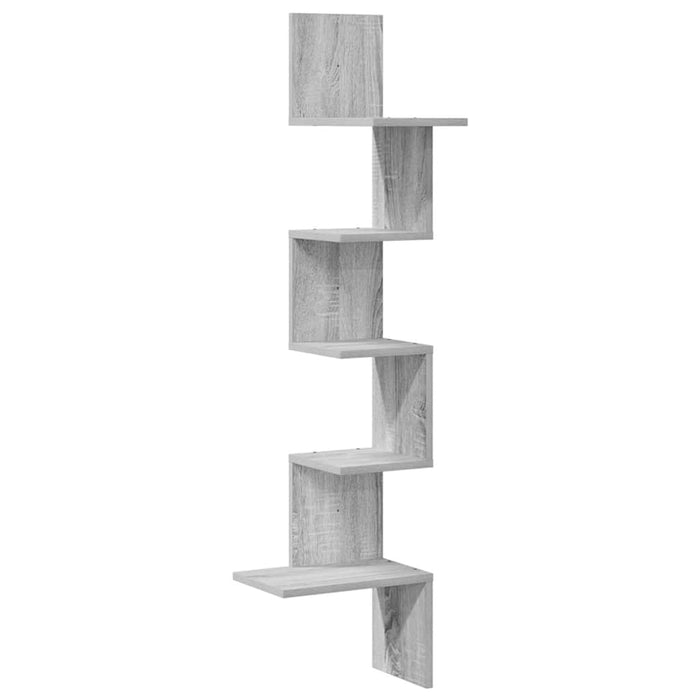 Wall Corner Shelf Grey Sonoma 32x32x127,5 cm Engineered Wood