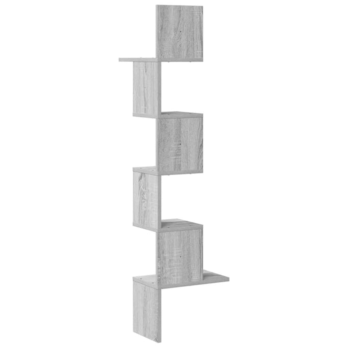 Wall Corner Shelf Grey Sonoma 32x32x127,5 cm Engineered Wood