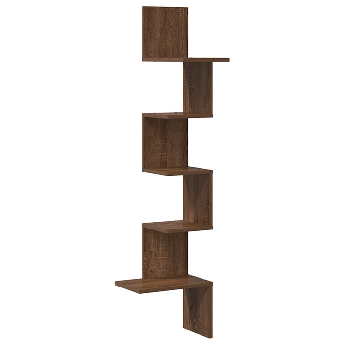 Wall Corner Shelf Brown Oak 32x32x127,5 cm Engineered Wood