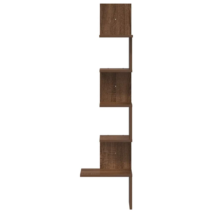 Wall Corner Shelf Brown Oak 32x32x127,5 cm Engineered Wood