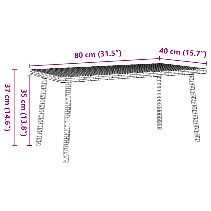 Garden Coffee Table Rectangular Black 80x40x37 cm Poly Rattan