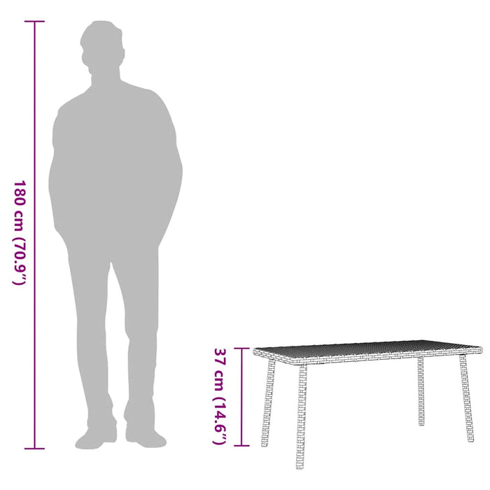 Садовый журнальный столик прямоугольный коричневый 80x40x37 см Поли Ротанг